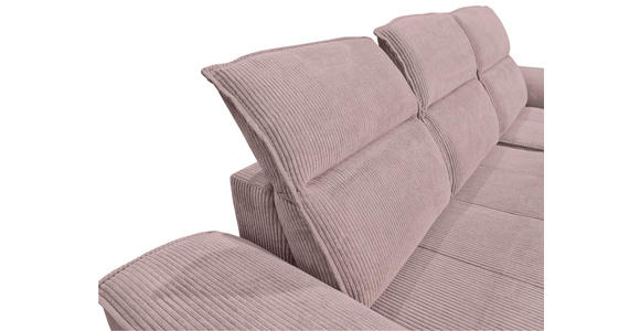 ECKSOFA Altrosa Cord Rücken echt, Kopfteilverstellung, Sitzvorzug  - Schwarz/Altrosa, KONVENTIONELL, Textil/Metall (290/196cm) - Carryhome