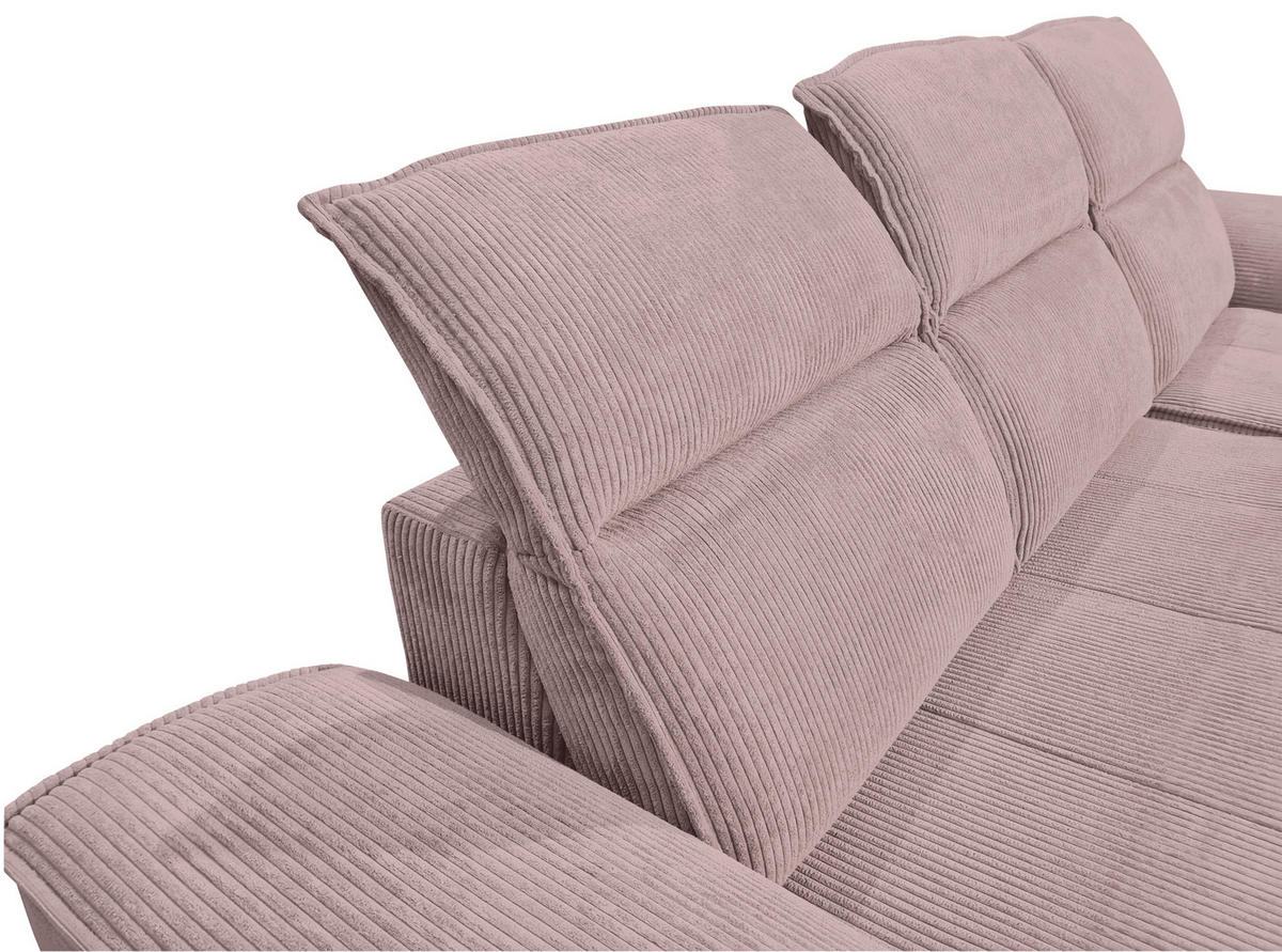 ECKSOFA Altrosa Cord  - Schwarz/Altrosa, KONVENTIONELL, Textil/Metall (290/196cm) - Carryhome