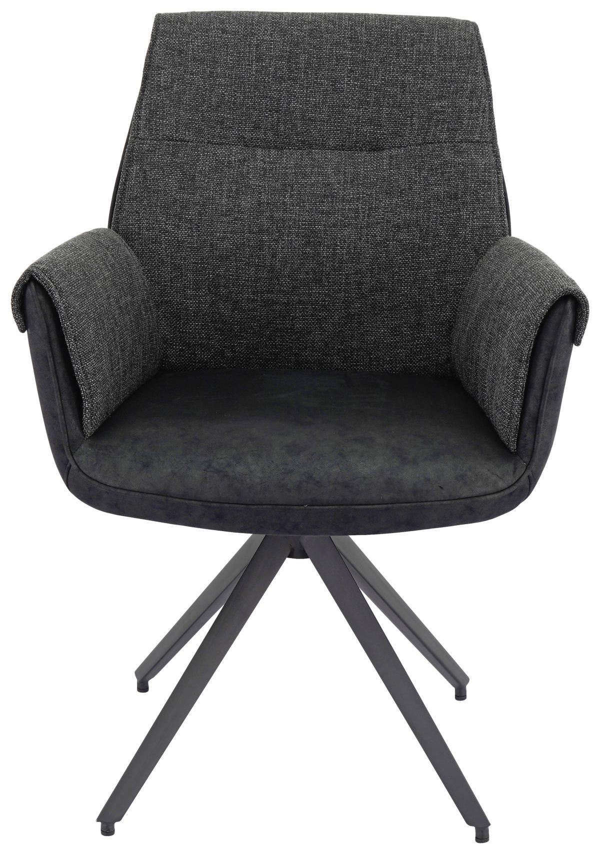 NASLANJAČ, kovina, tekstil črna, temno siva  - temno siva/črna, Design, kovina/tekstil (63/90/64cm) - Novel