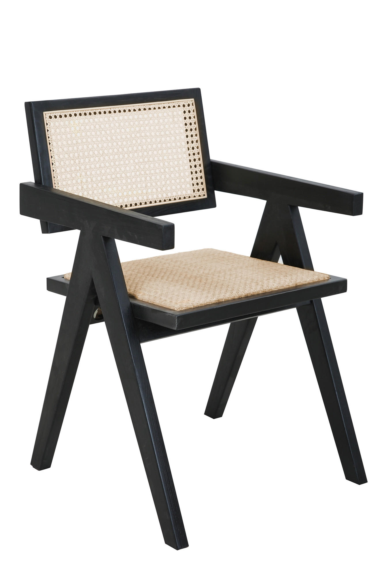 ARMLEHNSTUHL     Naturfarben, Schwarz  - Schwarz/Naturfarben, MODERN, Holz (52/78/58cm) - MID.YOU
