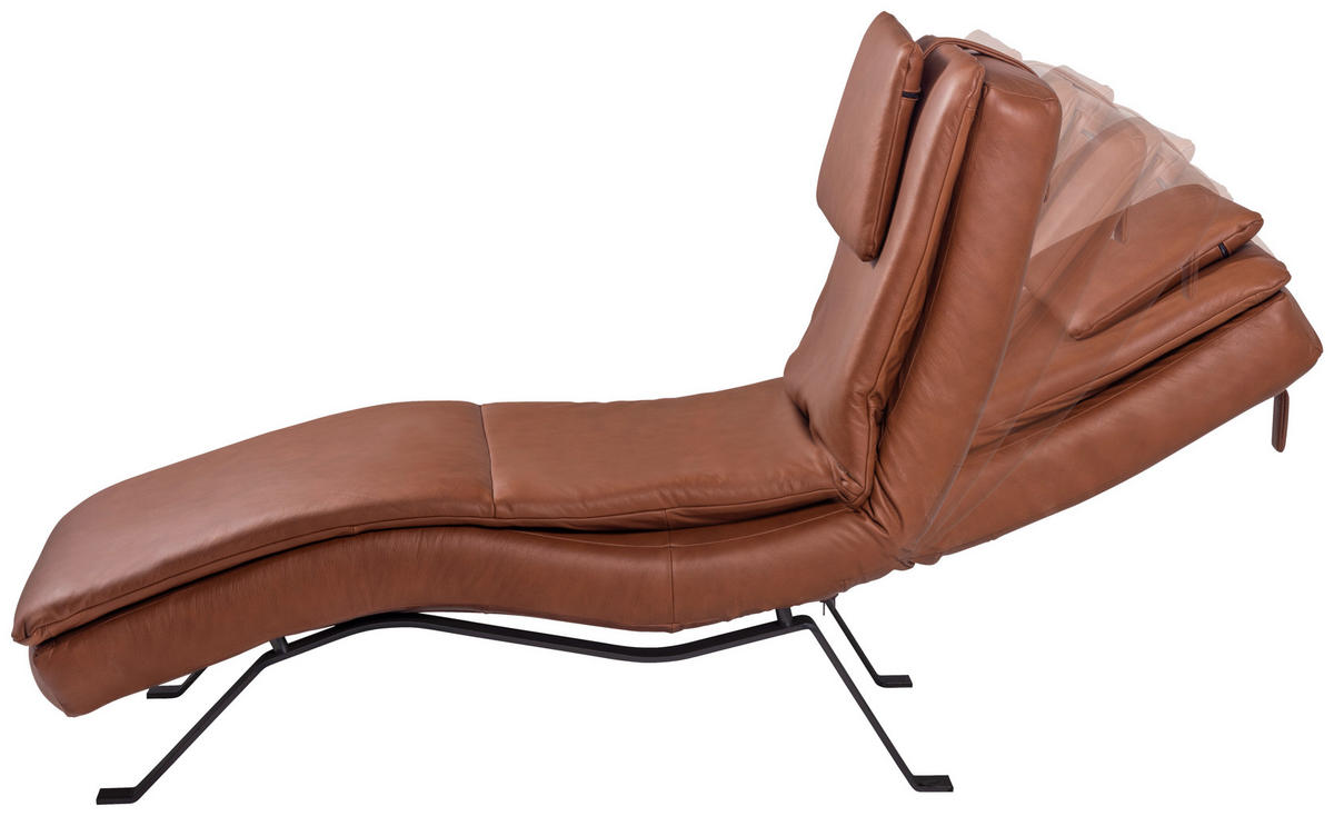 Șezlong in piele coniac  - coniac, piele (65/55-95/171cm) - Celina