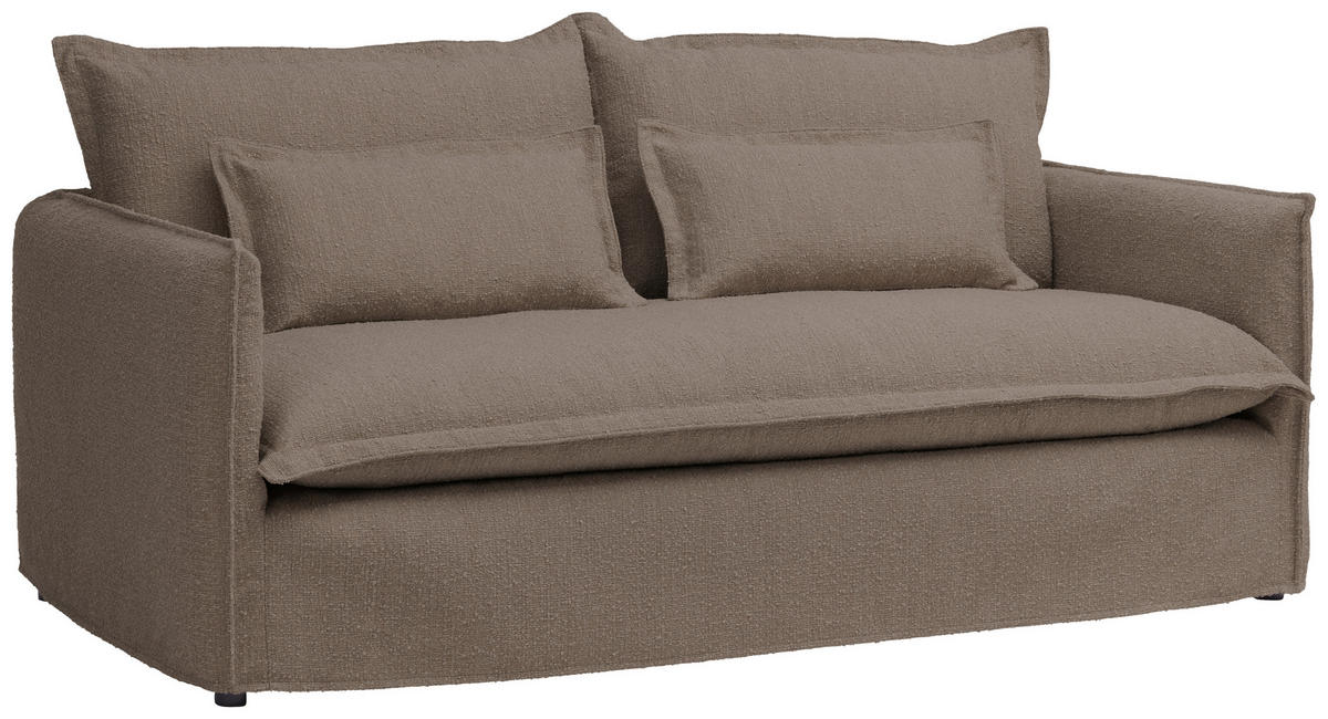HUSSEN-SOFA in Flachgewebe, Bouclé Braun  - Braun, Trend, Textil/Metall (195/82/98cm) - Livetastic
