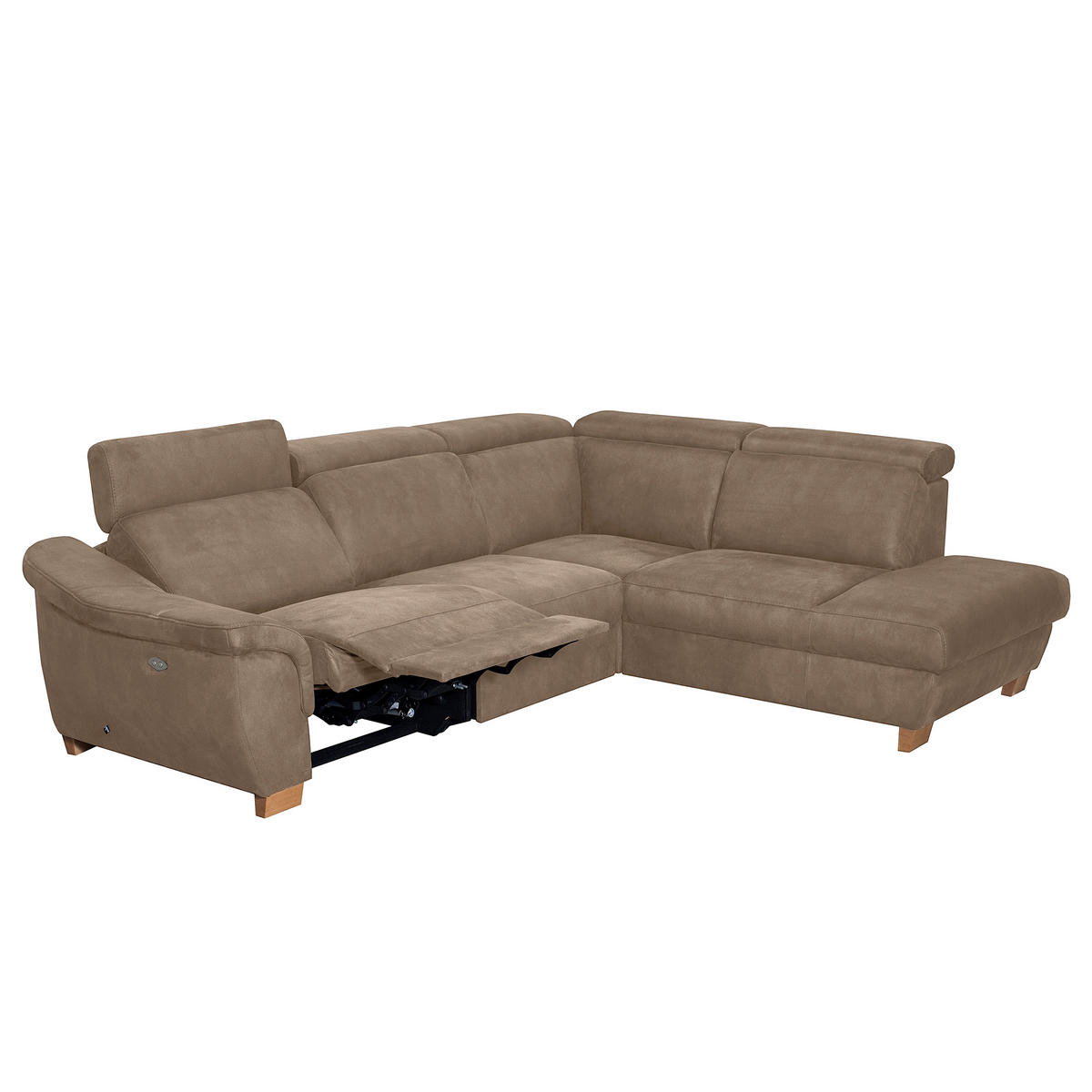 ECKSOFA Mikrofaser Braun  - Naturfarben/Braun, Design, Holz/Textil (276/238cm) - Livetastic