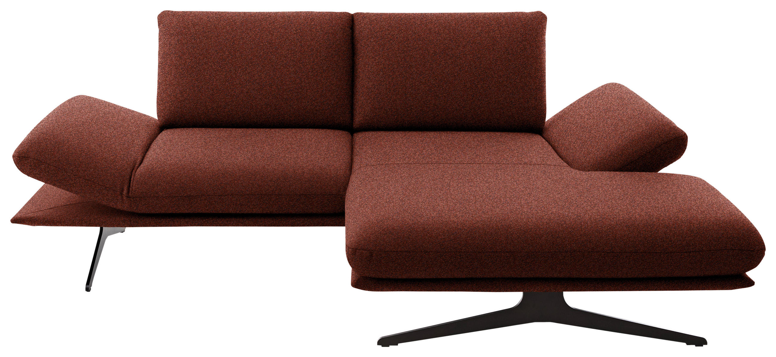 ECKSOFA Flachgewebe Rotorange  - Rotorange/Schwarz, Design, Textil/Metall (234/155cm) - Dieter Knoll