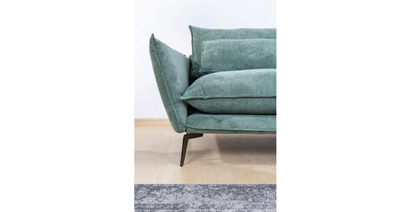 ECKSOFA in Webstoff Grün  - Schwarz/Grün, Design, Textil/Metall (338/165cm) - Hom`in