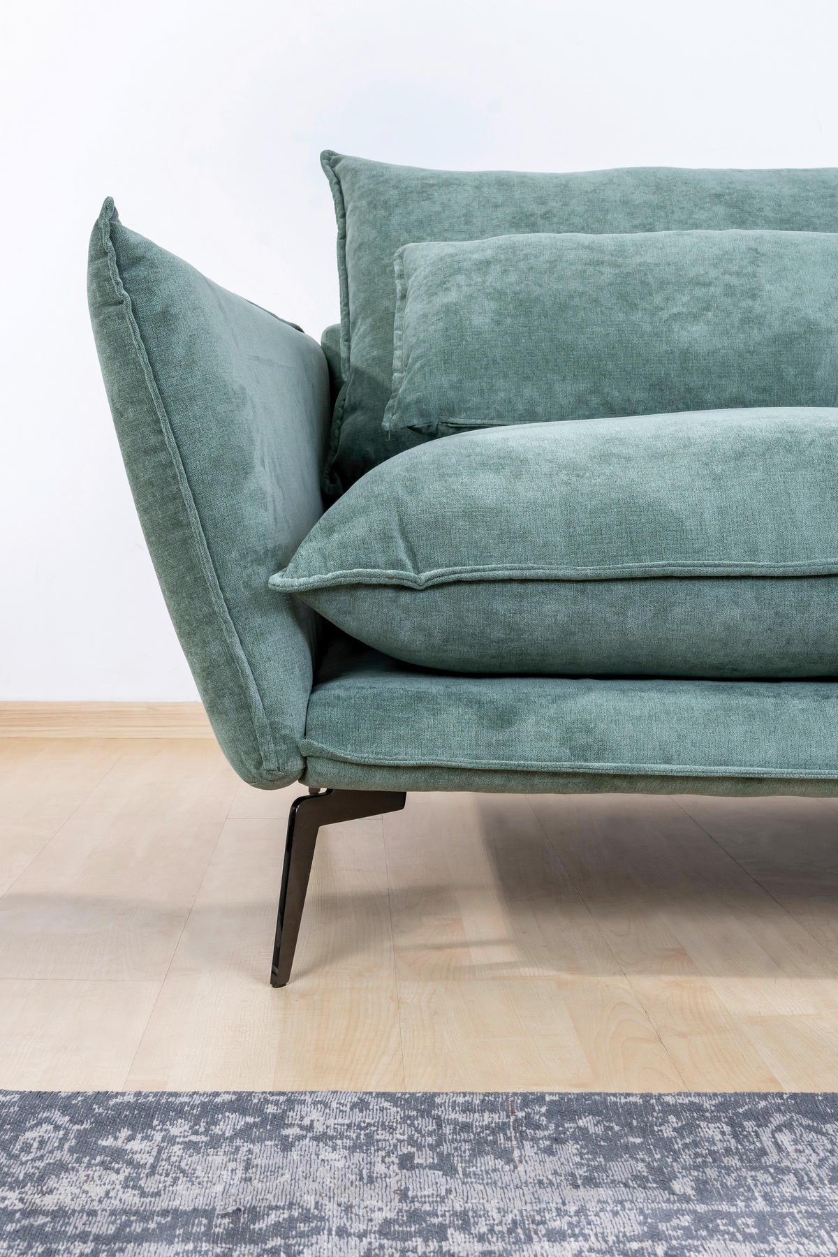 ECKSOFA in Webstoff Grün  - Schwarz/Grün, Design, Textil/Metall (338/165cm) - Hom`in