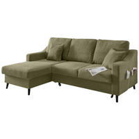 ECKSOFA Olivgrün Cord  - Schwarz/Olivgrün, Design, Holz/Textil (150/228cm) - P & B