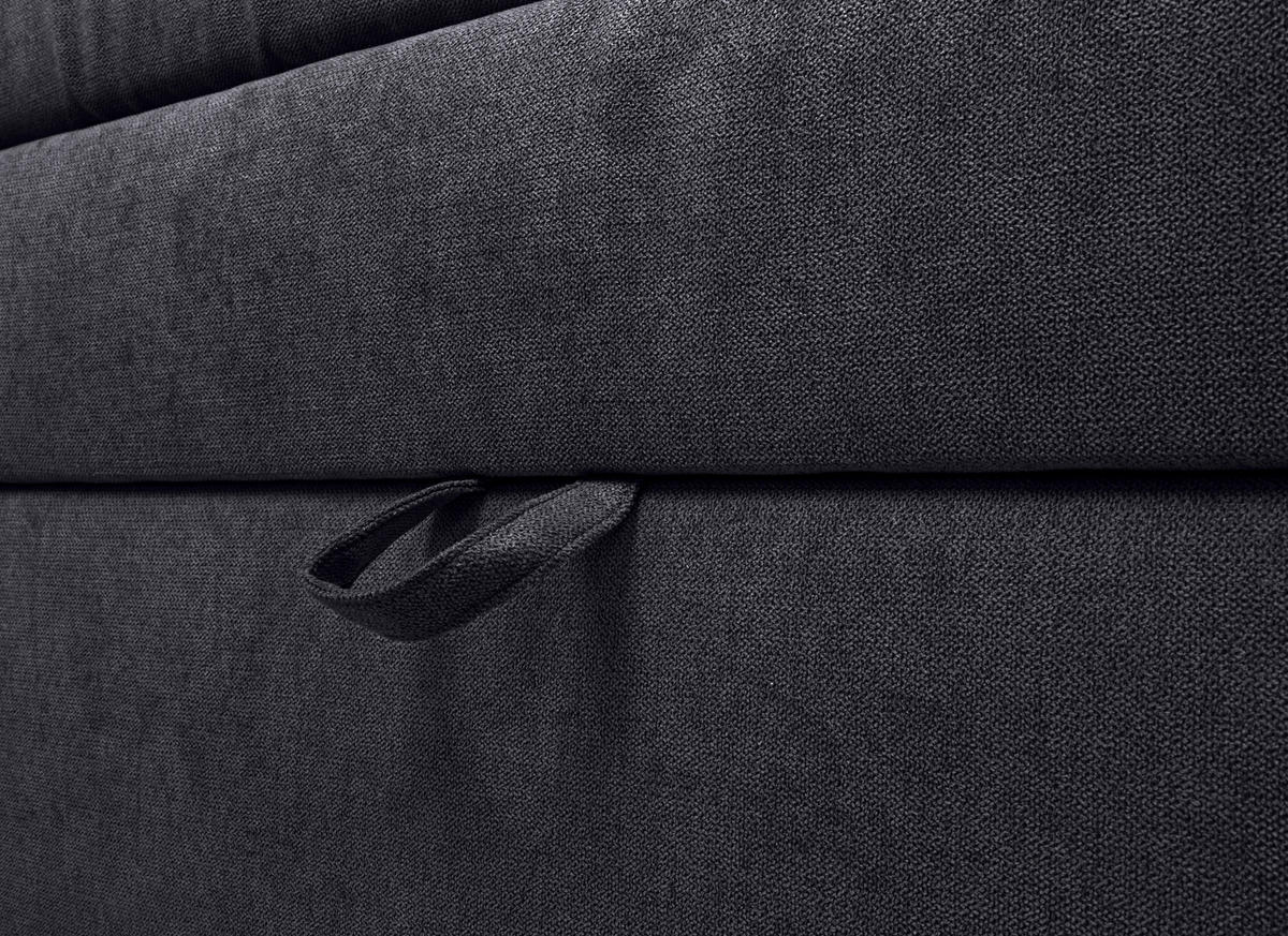 BOXSPRINGBETT 180/200 cm  in Dunkelgrau  - Dunkelgrau/Schwarz, KONVENTIONELL, Kunststoff/Textil (180/200cm) - Boxxx