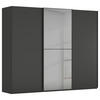 SCHWEBETÜRENSCHRANK 242/223/68 cm 3-türig Graphitfarben  - Graphitfarben, KONVENTIONELL, Glas/Holzwerkstoff (242/223/68cm) - Novel