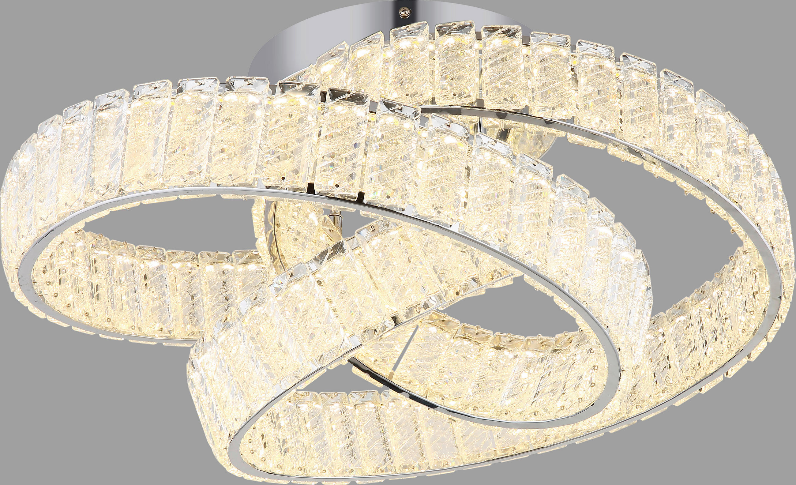 LED-DECKENLEUCHTE 60/26 cm   - Chromfarben, KONVENTIONELL, Glas/Metall (60/26cm) - Glandor