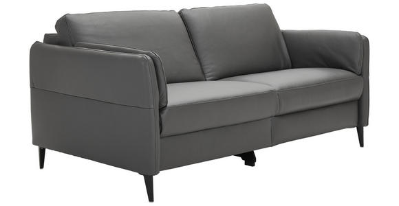 3-SITZER-SOFA Echtleder Anthrazit, Schwarz  - Anthrazit/Schwarz, Design, Leder/Metall (190/84/99cm) - Dieter Knoll