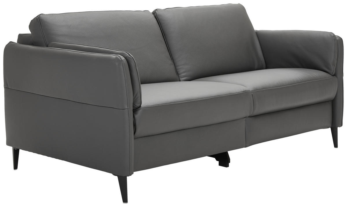 3-SITZER-SOFA in Echtleder Anthrazit, Schwarz  - Anthrazit/Schwarz, Design, Leder/Metall (190/84/99cm) - Dieter Knoll