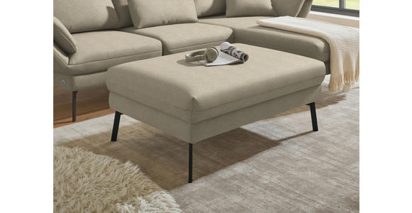 ECKSOFA  in Flachgewebe Beige Armteilverstellung, Relaxfunktion, Drehsitzfunktion  255-365/175-224 cm  - Beige/Schwarz, Design, Textil/Metall (255-365/175-224cm) - Dieter Knoll
