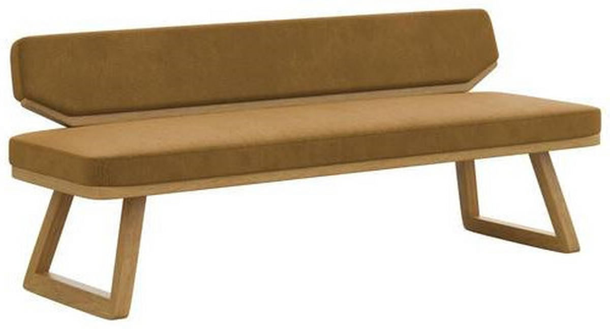 SITZBANK 190/80/52 cm Flachgewebe Schwarz, Currygelb Eiche massiv  - Currygelb/Schwarz, Basics, Holz/Textil (190/80/52cm) - Carryhome