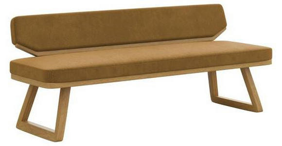 SITZBANK 190/80/52 cm Flachgewebe Schwarz, Currygelb Eiche massiv  - Currygelb/Schwarz, Basics, Holz/Textil (190/80/52cm) - Carryhome