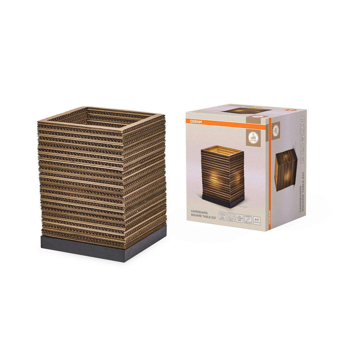 TISCHLEUCHTE 20/20/27 cm   - Natur, Karton/Metall (20/20/27cm) - Osram