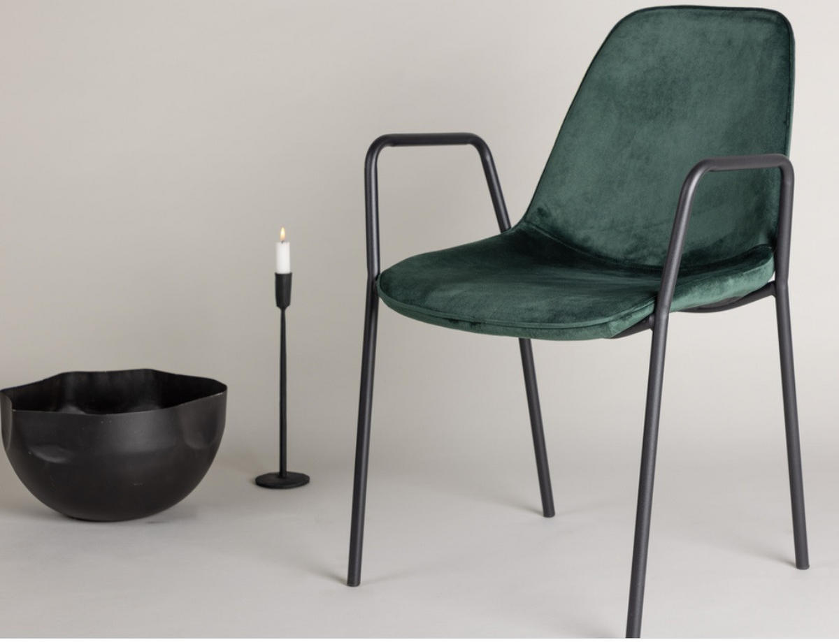 STOL stål sammet  - svart/mörkgrön, Design, metall/textil (56/80/60cm) - Niels Andersson