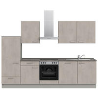 KÜCHENLEERBLOCK 300 cm   in Grau, Schieferfarben, Hellgrau  - Schieferfarben/Edelstahlfarben, MODERN, Holzwerkstoff/Metall (300cm) - Nobilia