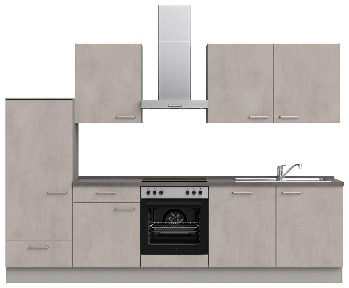 KÜCHENLEERBLOCK 300 cm   in Grau, Schieferfarben, Hellgrau  - Schieferfarben/Edelstahlfarben, MODERN, Holzwerkstoff/Metall (300cm) - Nobilia