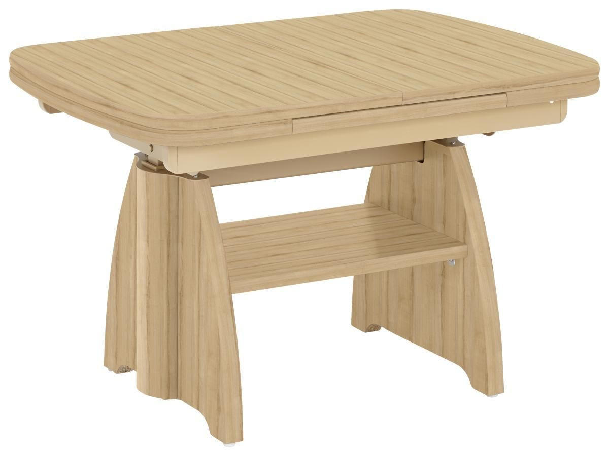 COUCHTISCH Eiche furniert 125-165,5/71/56-75 cm rechteckig Eichefarben  - Eichefarben, KONVENTIONELL, Holzwerkstoff/Metall (125-165,5/71/56-75cm) - Venda