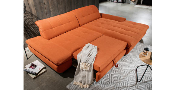 ECKSOFA  in Mikrofaser Orange  290/198 cm  - Schwarz/Orange, Design, Textil/Metall (290/198cm) - Xora