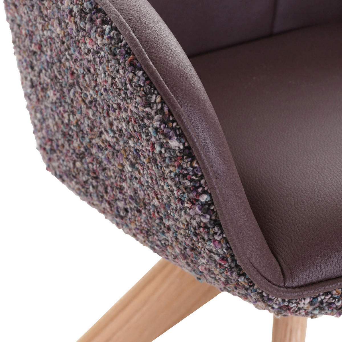 ARMLEHNSTUHL  in Chenille, Flachgewebe  - Eichefarben/Violett, KONVENTIONELL, Holz/Textil (60/83/65cm) - Landscape