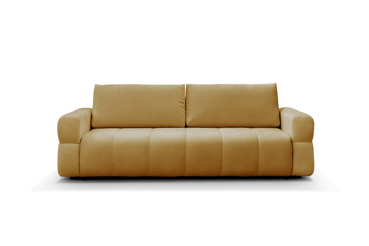 SCHLAFSOFA LOTTA  mit Chenille Senfgelb  - Senfgelb/Schwarz, Design, Textil (248/90/105cm) - MID.YOU