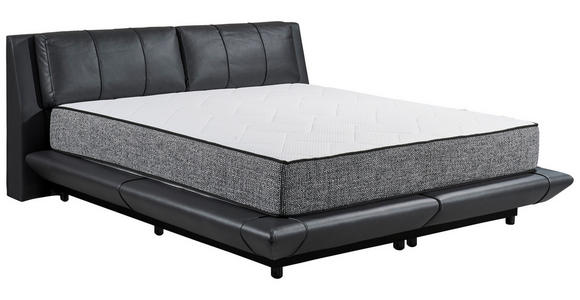 BOXBETT 180/200 cm,  in Schwarz, gepolstertes Kopfteil, Matratzen, Bettkasten, H3 + H4 = fest + sehr fest  - Schwarz, Design, Kunststoff/Textil (180/200cm) - Esposa