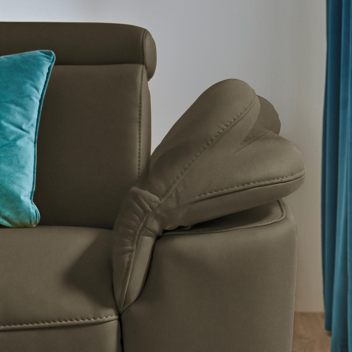 ECKSOFA in Echtleder Olivgrün  - Schwarz/Olivgrün, Design, Leder/Metall (239/285cm) - Cantus