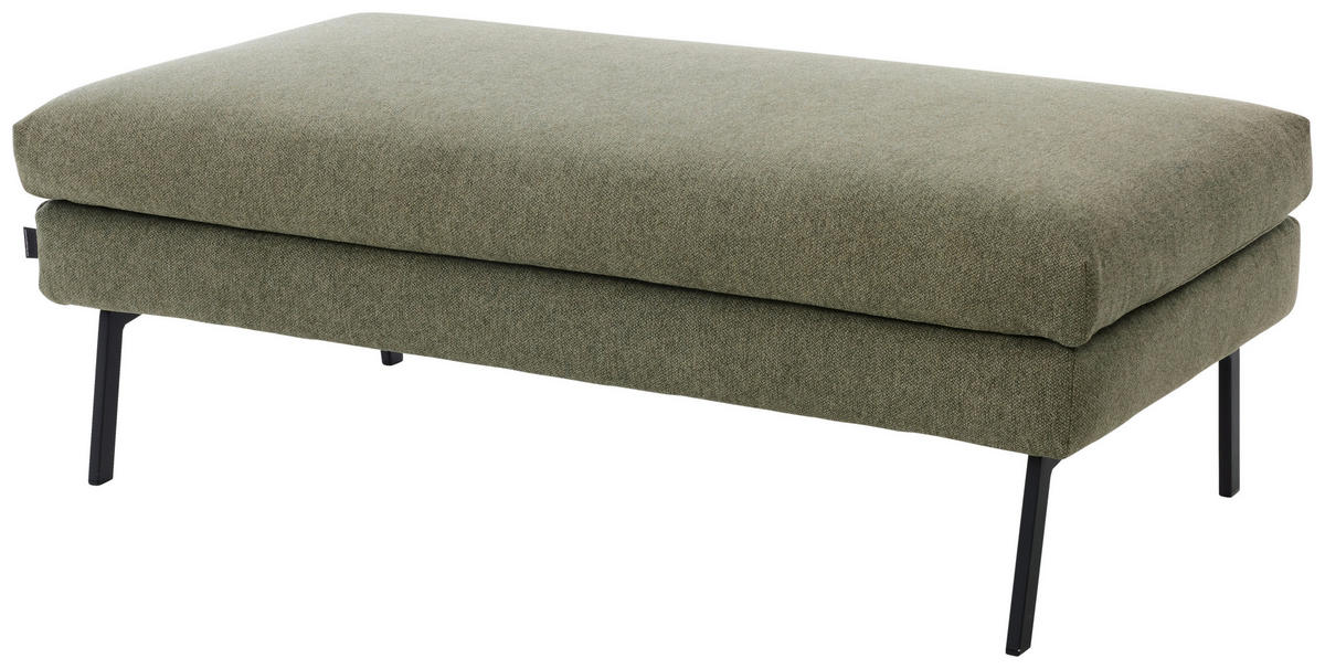 HOCKER Flachgewebe Dunkelgrün  - Dunkelgrün/Schwarz, Design, Textil/Metall (120/44/64cm) - Musterring