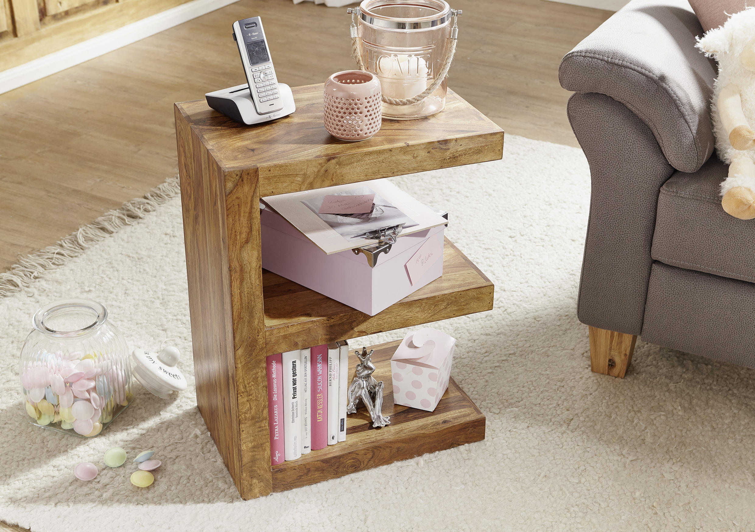 BEISTELLTISCH Sheesham massiv rechteckig Sheeshamfarben - Sheeshamfarben, Design, Holz (30/45/60cm) - MID.YOU