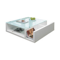 COUCHTISCH in Glas, Holzwerkstoff 100/100/30 cm  - Weiß Hochglanz, Design, Glas/Holzwerkstoff (100/100/30cm) - Livetastic