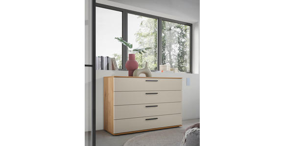 SIDEBOARD Tizio 120/83/46 cm 4 Schublade(n)  - Sandfarben/Eichefarben, Design, Holzwerkstoff/Metall (120/83/46cm) - Dieter Knoll