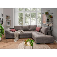 ECKSOFA Taupe Cord  - Taupe/Koralle, Design, Holz/Textil (298/202cm) - MID.YOU