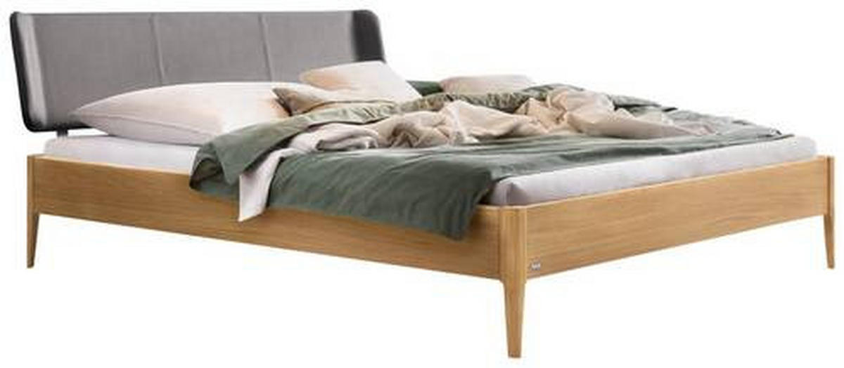 BETT 140/200 cm  in Eichefarben, Dunkelgrau   - Eichefarben/Dunkelgrau, Modern, Holz/Textil (140/200cm) - Hasena