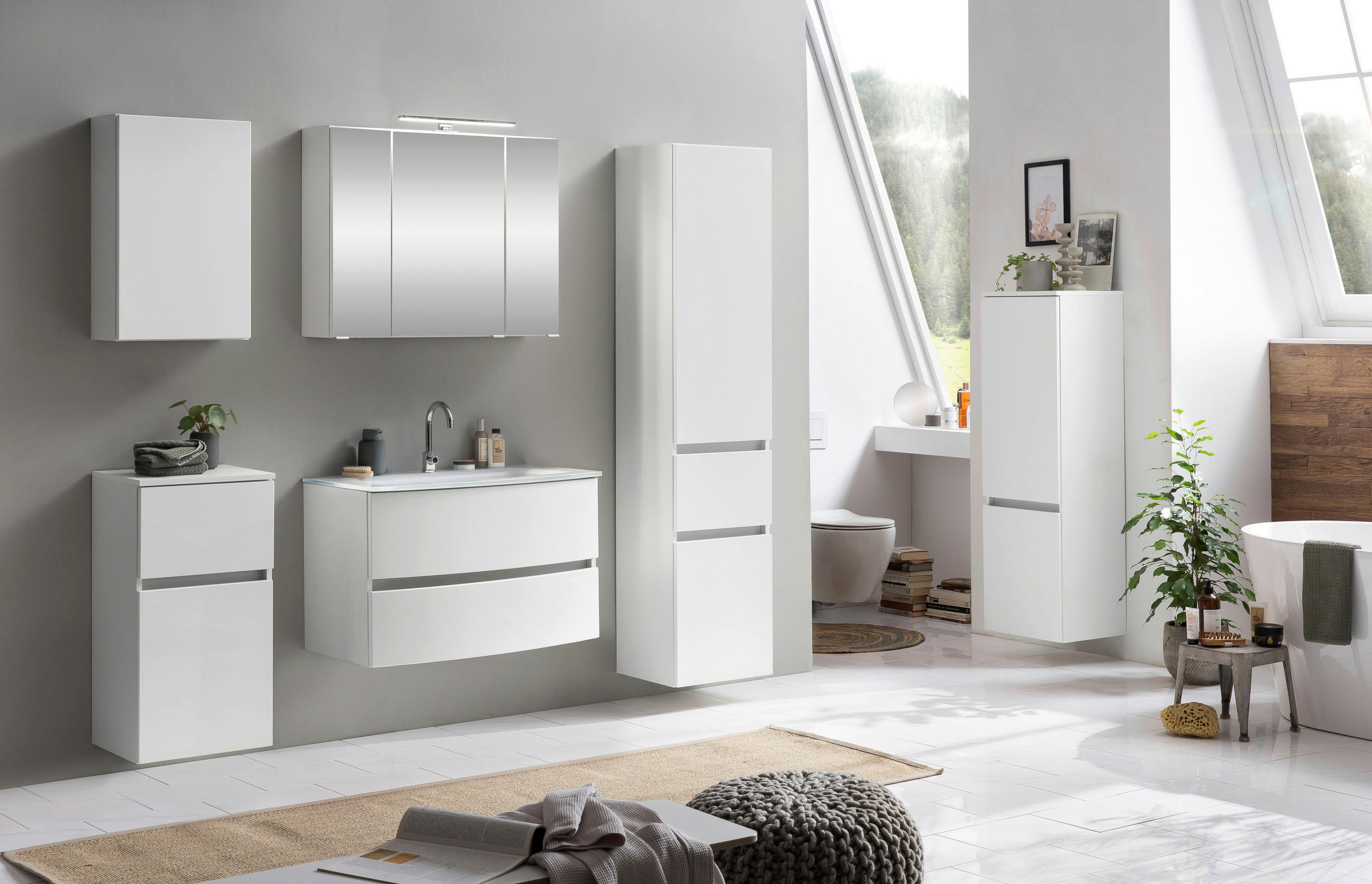 WASCHTISCHKOMBI 80 cm - Weiss, Konventionell, Glas/Holzwerkstoff (80cm) - Held