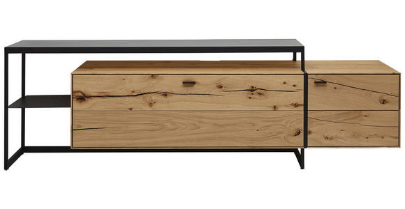 LOWBOARD 246/78/50 cm - Eichefarben/Schwarz, MODERN, Glas/Holz (246/78/50cm) - Valnatura