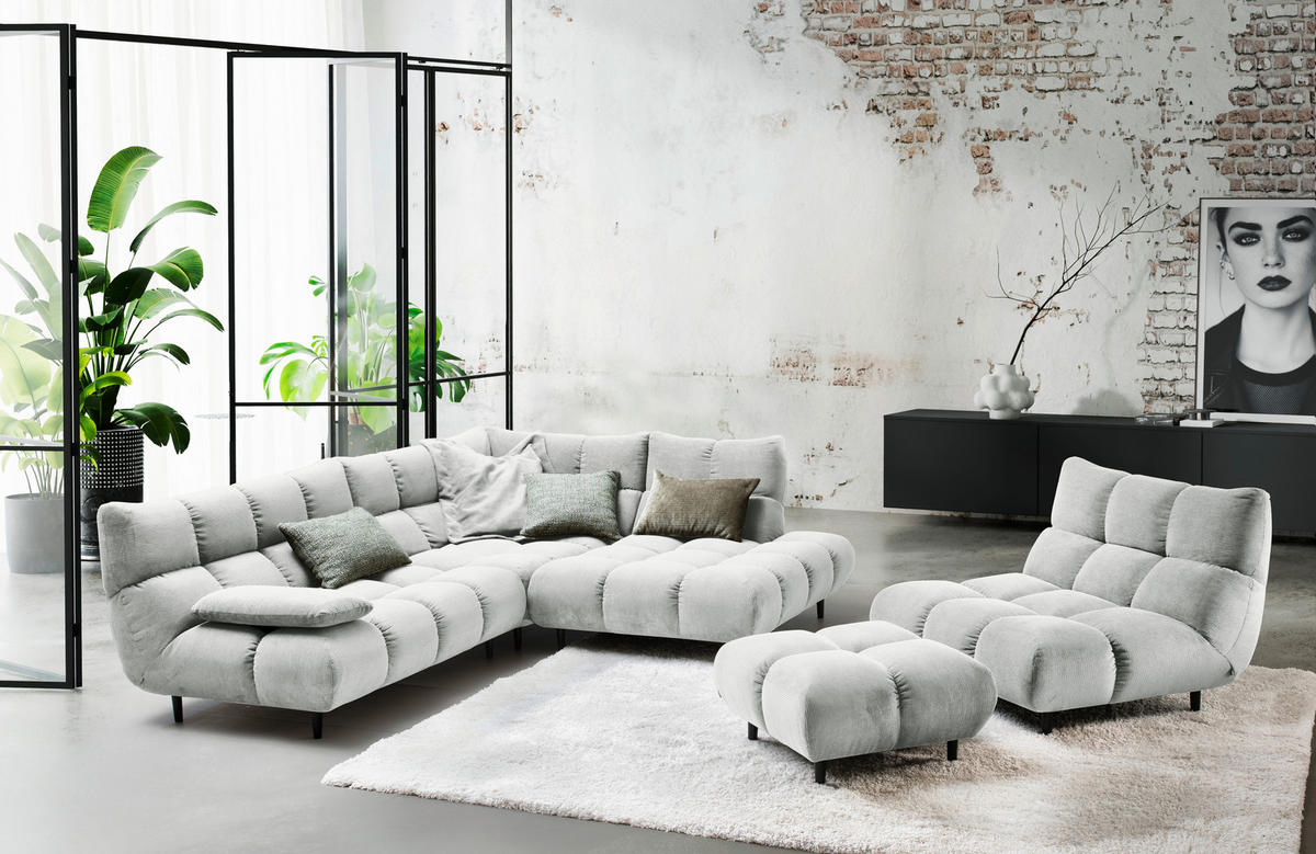 SESSEL in Feincord Silberfarben  - Silberfarben/Schwarz, Design, Holz/Textil (112/85/108cm) - Pure Home Lifestyle