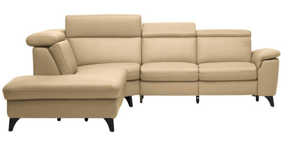 ECKSOFA in Echtleder Hellbraun  239/285 cm  - Hellbraun/Schwarz, Design, Leder/Metall (239/285cm) - Cantus