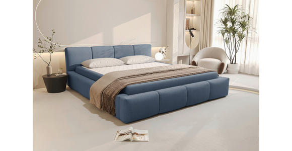 POLSTERBETT 180/200 cm,  in Blau, Lattenrost, Bettkasten,  - Blau/Schwarz, Design, Holz/Textil (180/200cm) - Xora