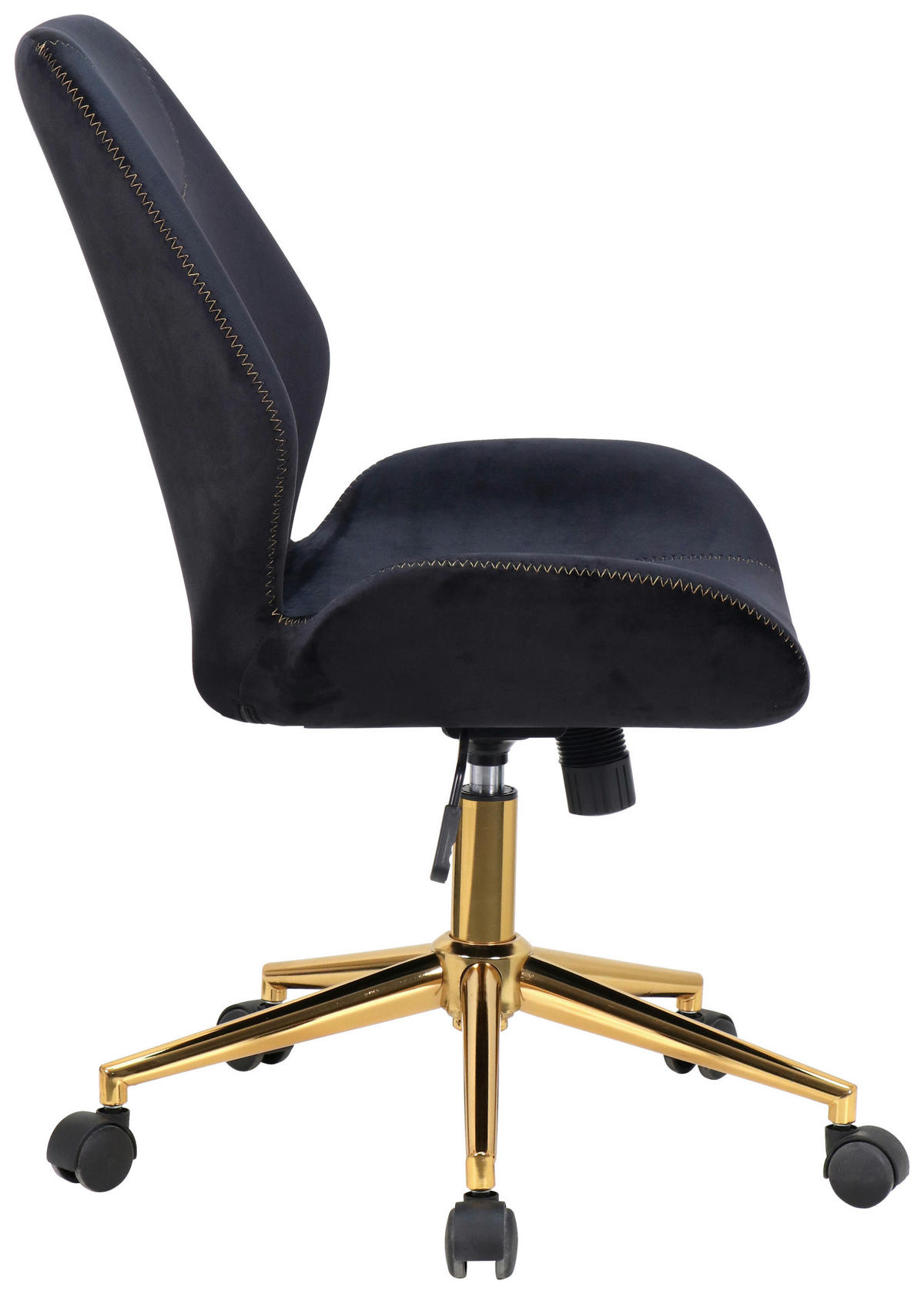 DREHSTUHL Samt Schwarz, Goldfarben  - Goldfarben/Schwarz, Design, Kunststoff/Textil (58/89/63,5cm) - Hom`in