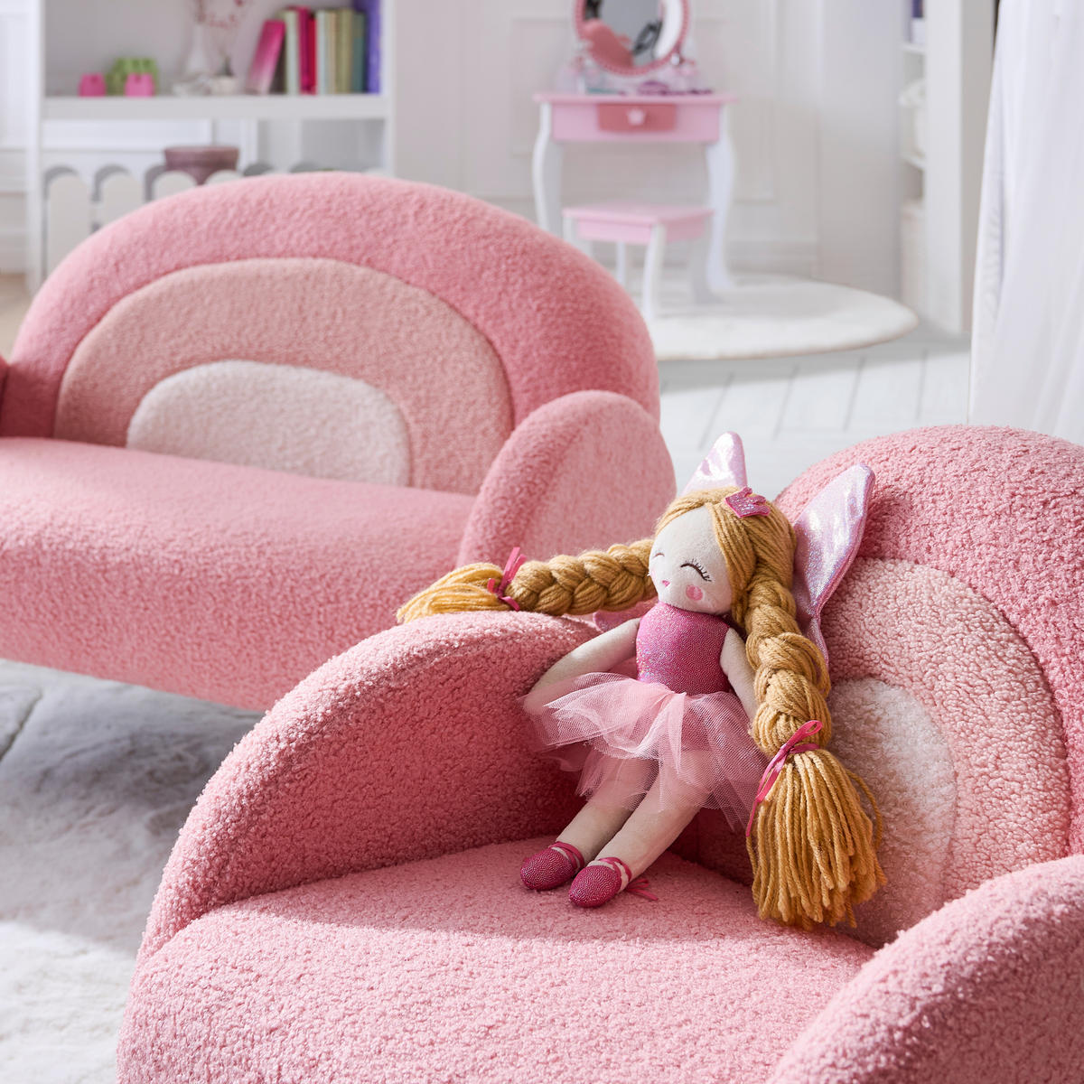 DJEČJA FOTELJA  Samy  - pink/bijela, Trend, tekstil (45/52/47cm) - Jimmylee