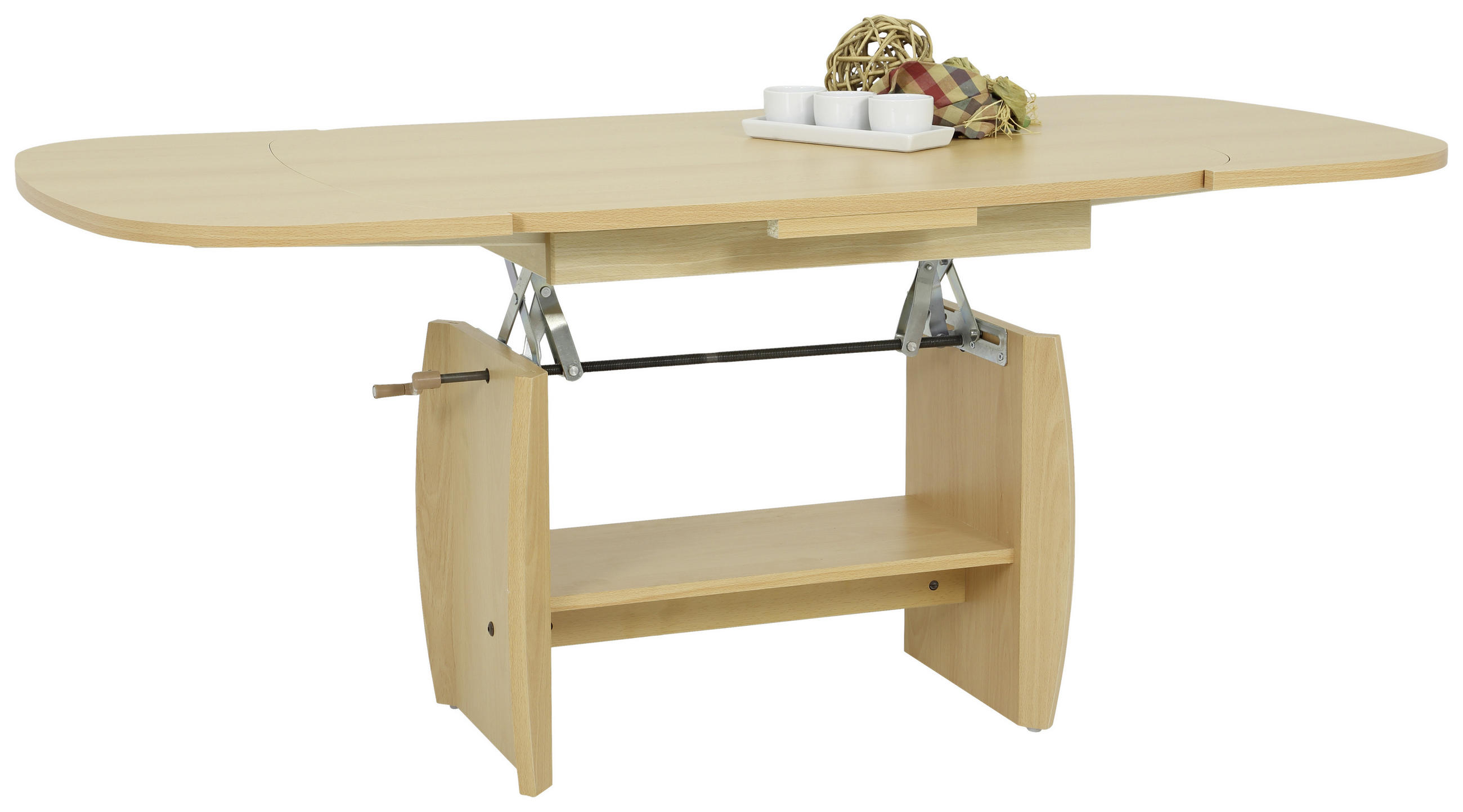 COUCHTISCH oval Buchefarben  - Buchefarben, Basics, Holzwerkstoff (90 - 142/52 - 62/68cm) - MID.YOU