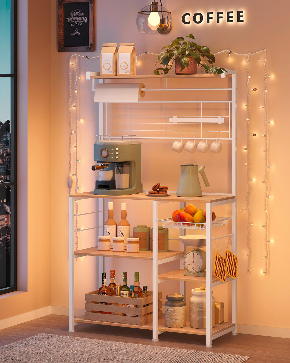 REGÁL, bílá, barvy dubu, ocel, 90/167/42 cm - bílá/barvy dubu, Moderní, kov/kompozitní dřevo (90/167/42cm) - MID.YOU