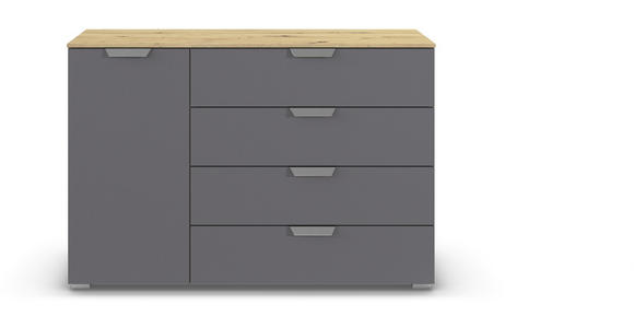 KOMMODE , 120/81/42 cm, 4 Schublade(n)  - Chromfarben/Dunkelgrau, Design, Holzwerkstoff/Metall (120/81/42cm) - Carryhome