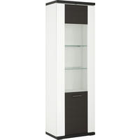 VITRINE Manhattan Manhattan Graphitfarben, Weiß  65,1/206/41,6 cm  - Silberfarben/Schwarz, Design, Glas/Holzwerkstoff (65,1/206/41,6cm) - Xora