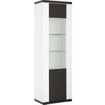 VITRINE Manhattan Manhattan Graphitfarben, Weiß  65,1/206/41,6 cm  - Silberfarben/Schwarz, Design, Glas/Holzwerkstoff (65,1/206/41,6cm) - Xora
