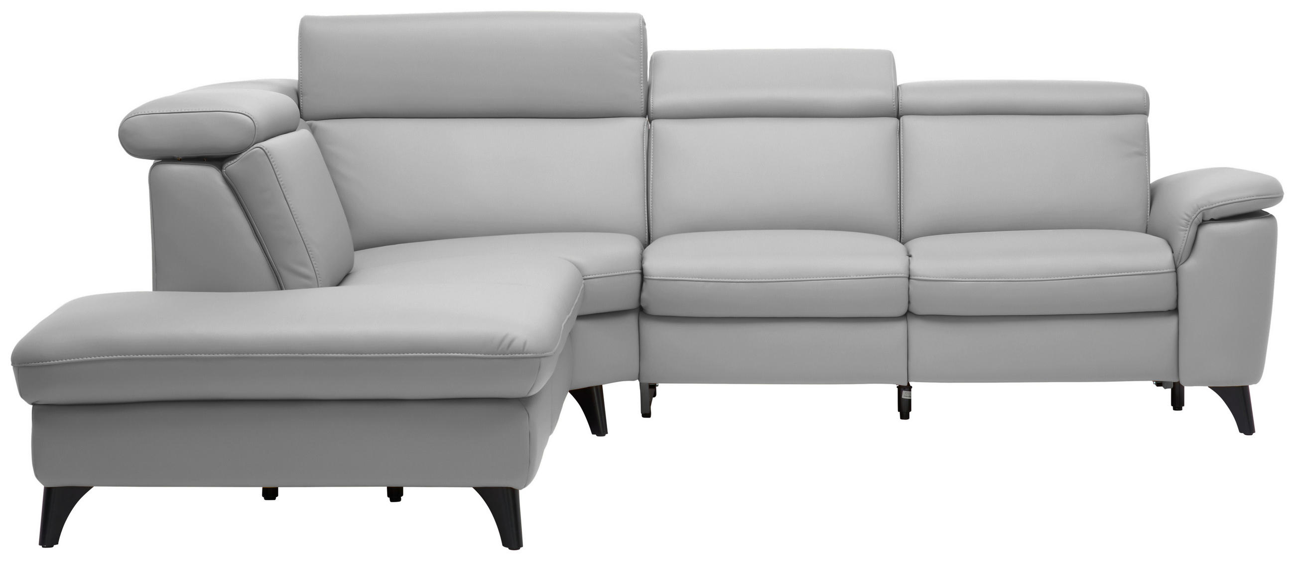 ECKSOFA in Echtleder Grau  - Schwarz/Grau, Design, Leder/Metall (239/285cm) - Cantus