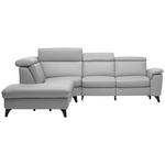 ECKSOFA in Echtleder Grau  - Schwarz/Grau, Design, Leder/Metall (239/289cm) - Cantus