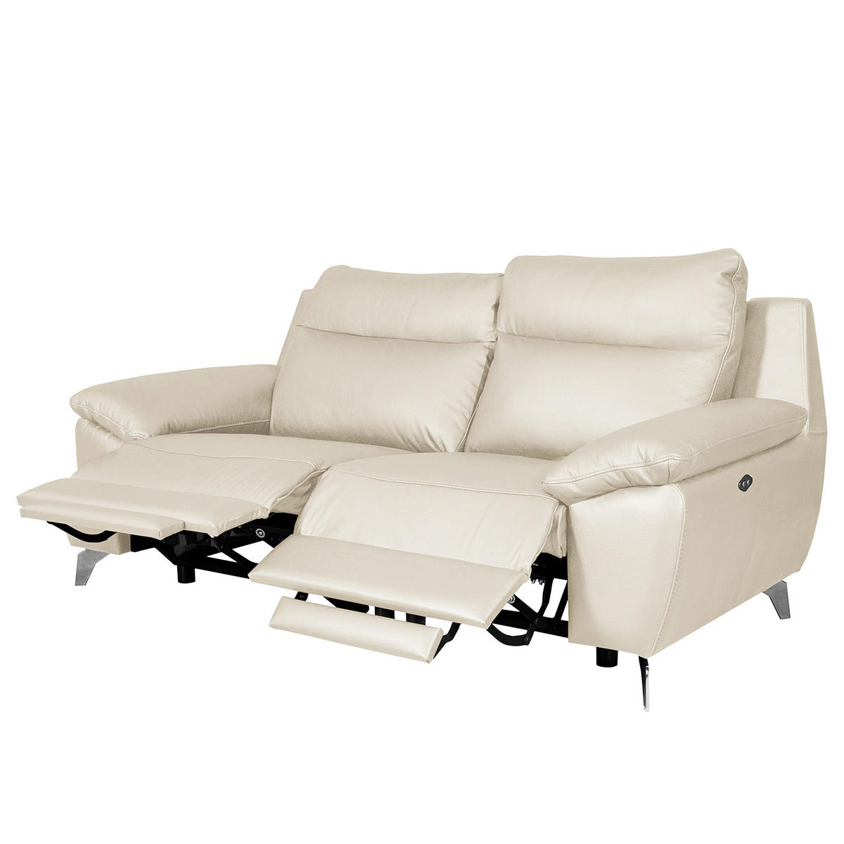 2-SITZER-SOFA 178/95/96 cm PERLE in Echtleder Creme   - Chromfarben/Creme, Design, Leder/Metall (178/95/96cm) - Livetastic